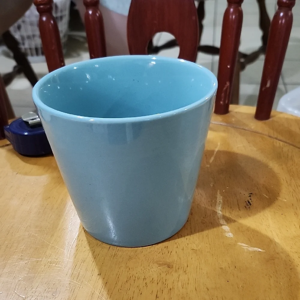 ALLEN + ROTH BLUE CERAMIC PLANTER - Picture 1 of 3